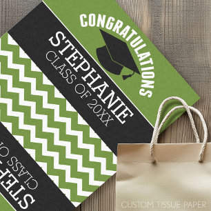 Papel De Seda Felicidades Graduado - Graduación Verde Negro