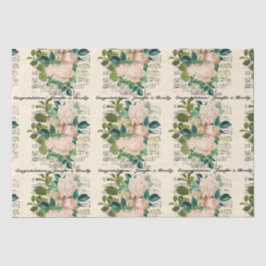 Papel De Seda Felicitaciones de Boda Agregar Nombres Rosa Efímer