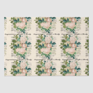 Papel De Seda Felicitaciones de boda Agregar nombres Rosa Epheme