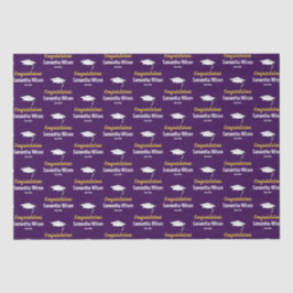 Papel De Seda Felicitaciones Grad Name Dark Purple Gold White