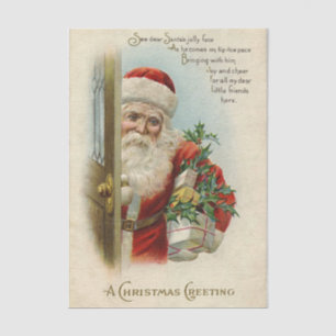 Papel De Seda Felicitaciones Navideñas Vintage Santa Claus