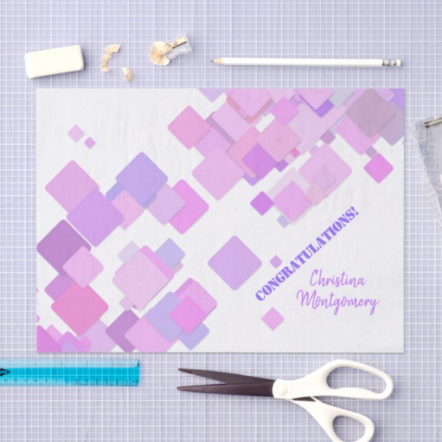 Papel De Seda Felicitaciones Pastel Purple Geometric Abstract (Artesanía)