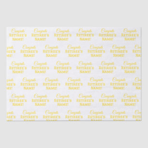 Papel De Seda ¡Felicitaciones personalizadas Retiree! Oro en bla