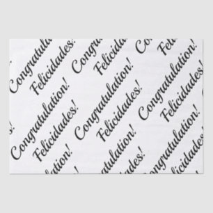 Papel De Seda Felicitaciones Texto bilingüe en blanco y negro