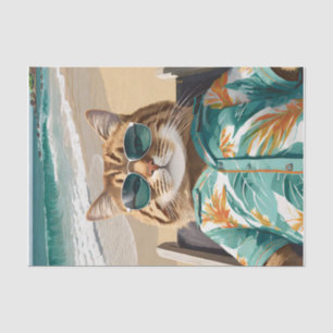 Papel De Seda Felix relajándose, Maine Coon en la playa