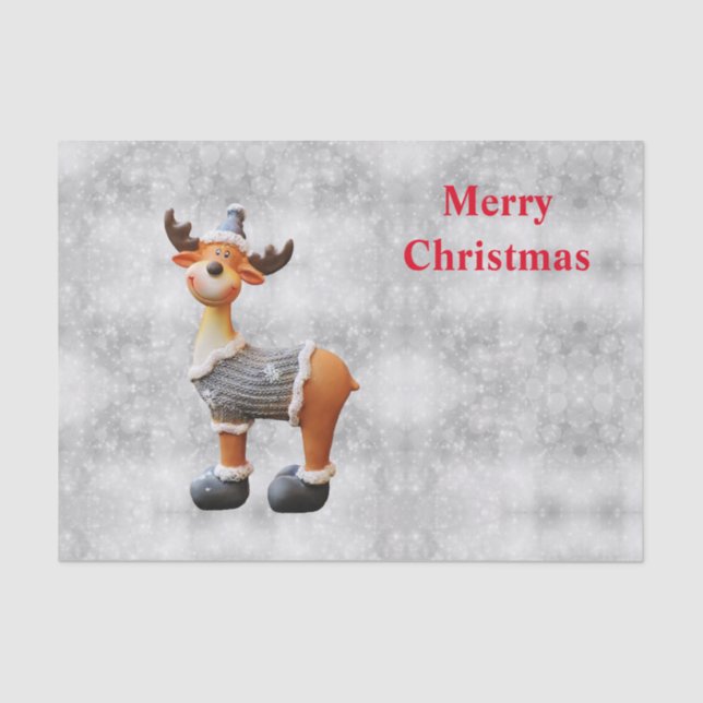 Papel De Seda Feliz alce de Navidad con un gorra (Anverso)