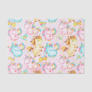 Papel De Seda Feliz amor de unicornio en rosa