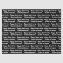 Feliz Aniversario Nombres de Pareja Negro y Blanco