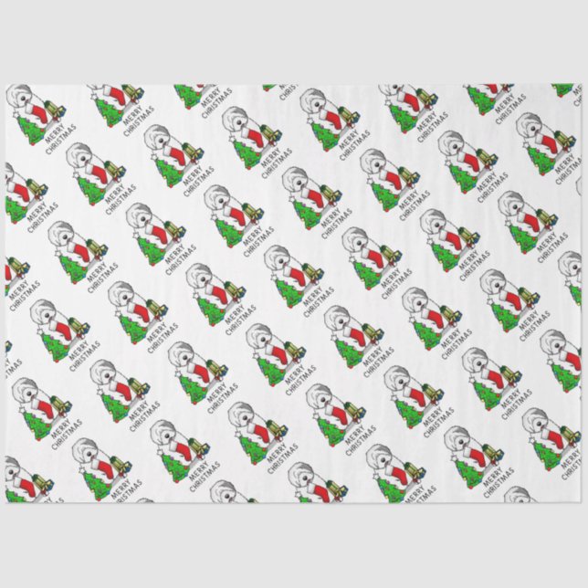 Papel De Seda Feliz Árbol de Navidad 2 viejo perro de oveja ingl (Anverso)