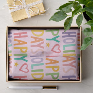 Papel De Seda FELIZ arcoiris FESTIVA Navidades a mano