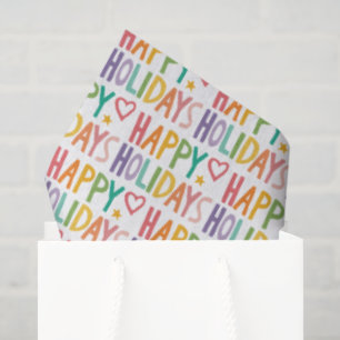 Papel De Seda FELIZ arcoiris FESTIVA Navidades a mano