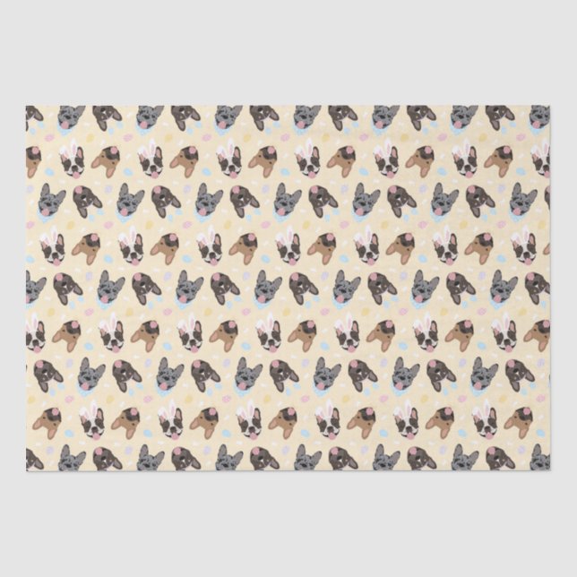 Papel De Seda Feliz Bulldog francés de Pascua (Anverso)