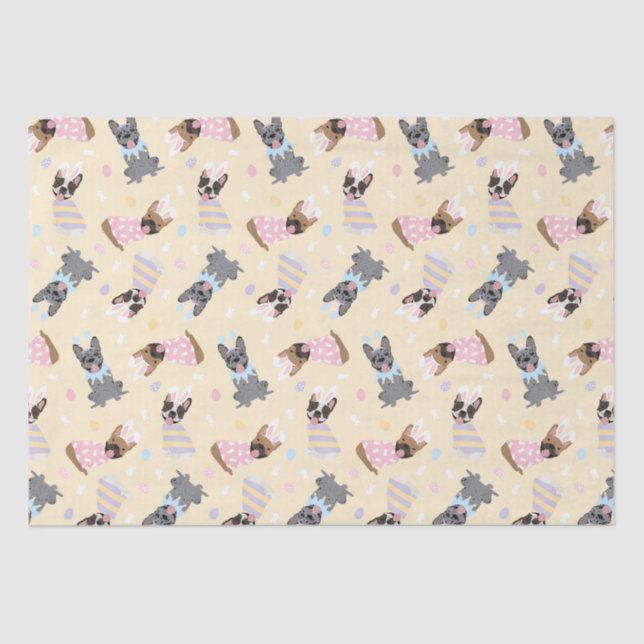 Papel De Seda Feliz Bulldog francés de Pascua (Anverso)