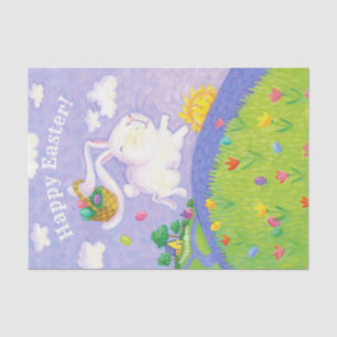 Papel De Seda Feliz Cesta de Huevos Conejo de Pascua