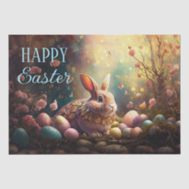 Papel De Seda Feliz Conejo de Pascua con huevos de Pascua