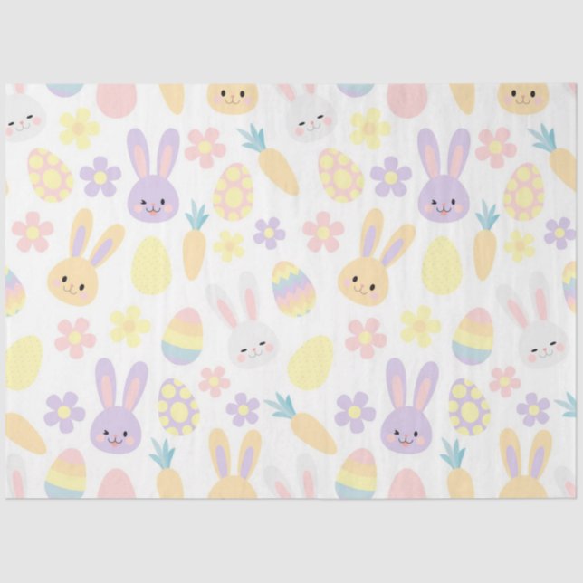 Papel De Seda Feliz Conejo Púrpura de Pascua (Anverso)