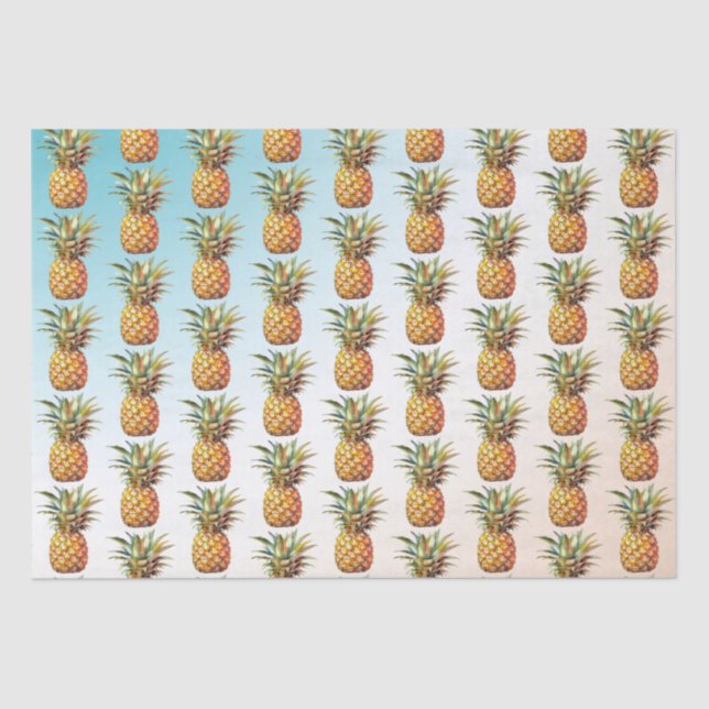 Papel De Seda Feliz Crema tropical Aqua Pineapples (Anverso)