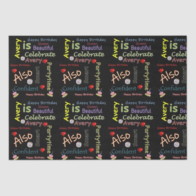 Papel De Seda Feliz cumpleaños a Avery (Anverso)