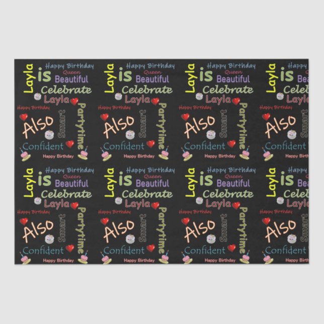 Papel De Seda Feliz cumpleaños a Layla (Anverso)