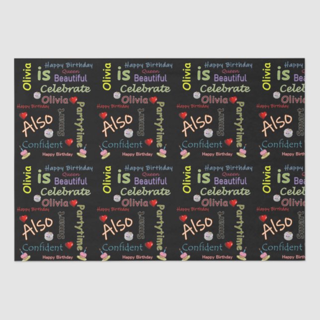 Papel De Seda Feliz cumpleaños a Olivia (Anverso)