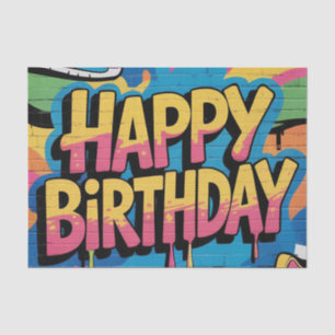 Papel De Seda Feliz cumpleaños al graffiti muro con zapatillas