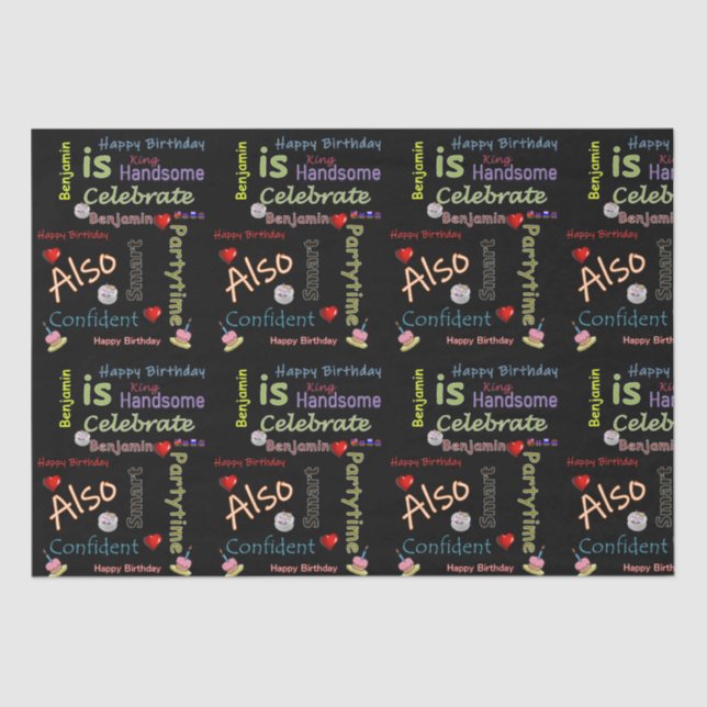 Papel De Seda Feliz cumpleaños al periódico temático Benjamin (Anverso)