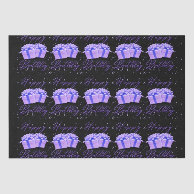 Papel De Seda Feliz cumpleaños Bonito Purple Tissue Paper (Anverso)