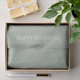 Papel De Seda 'Feliz Cumpleaños' Calmante Verde Salvia Fresco At