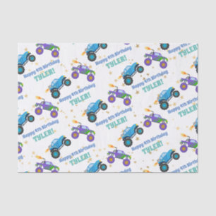 Papel De Seda Feliz Cumpleaños, Camiones Monstruo Nombre/Edad Es