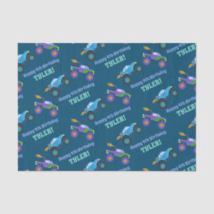 Papel De Seda Feliz Cumpleaños Camiones Monstruos DiY Nombre/Eda