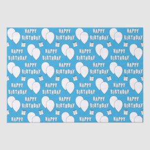 Papel De Seda Feliz cumpleaños con fondo azul de globos