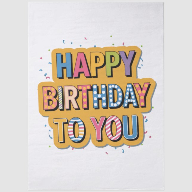 Papel De Seda Feliz cumpleaños con patrón (Anverso)