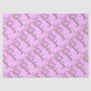 Papel De Seda FELIZ CUMPLEAÑOS - diseño de texto + sus propias i