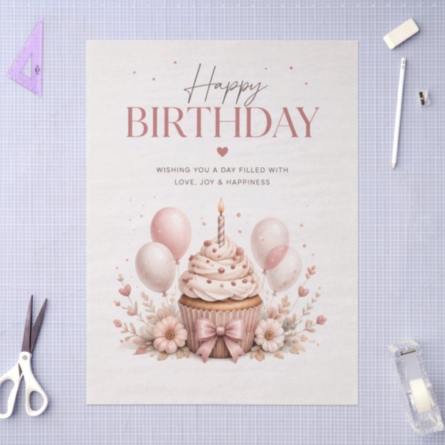 Papel De Seda Feliz Cumpleaños Elegante (Artesanía)