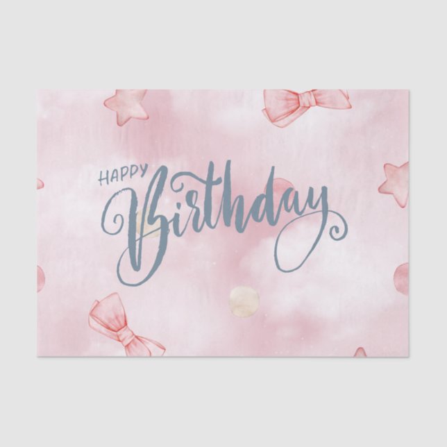 Papel De Seda Feliz cumpleaños elegante pastel rosado (Anverso)