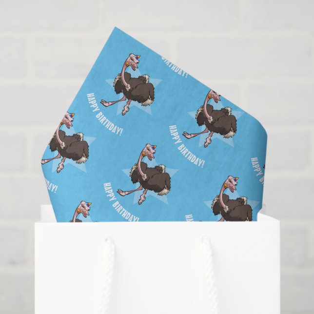 Papel De Seda Feliz cumpleaños Fiesta Ostrich Personalizado bail (Bolsa de regalo)