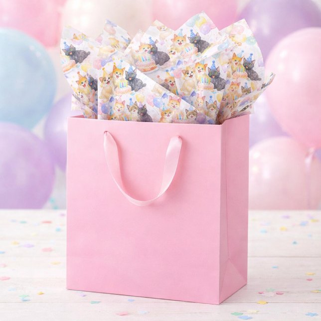 Papel De Seda Feliz Cumpleaños Gatos con Globos Niños  (Subido por el creador)