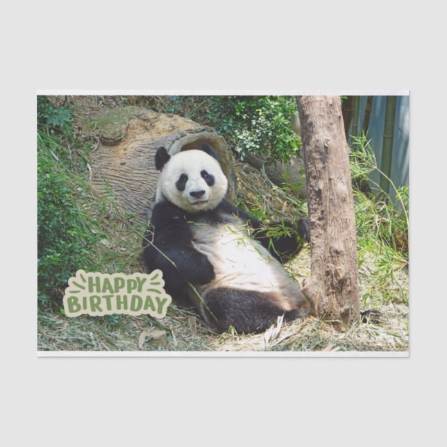 Papel De Seda Feliz cumpleaños Giant Panda Bear (Anverso)