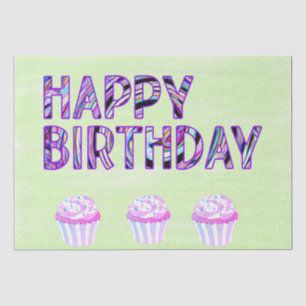 Papel De Seda Feliz cumpleaños Groovy colorido pastel