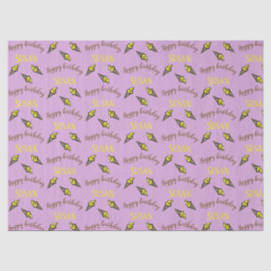 Papel De Seda Feliz cumpleaños, helado amarillo en morado