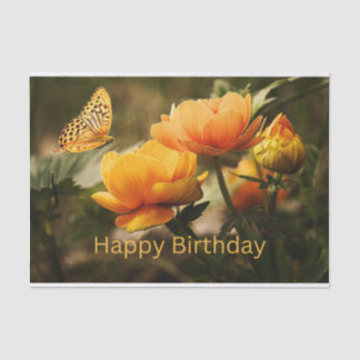 Papel De Seda Feliz cumpleaños, hermosas flores amarillas, marip