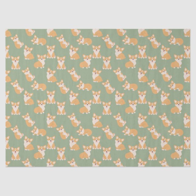 Papel De Seda Feliz cumpleaños lindo patrón de corgi para amante (Anverso)