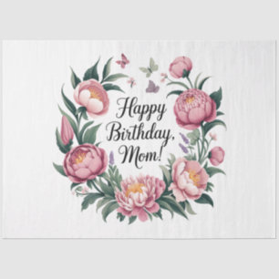 Papel De Seda Feliz cumpleaños, mamá diseño floral