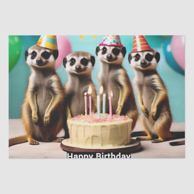 Papel De Seda Feliz cumpleaños Meerkat, (Anverso)