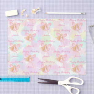 Papel De Seda feliz cumpleaños niña patrón hada rosa chic lindo