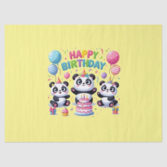 Papel De Seda Feliz cumpleaños Pandas (Anverso)