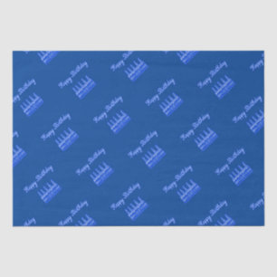 Papel De Seda Feliz cumpleaños Pastel de neón Rótulo azul texto 