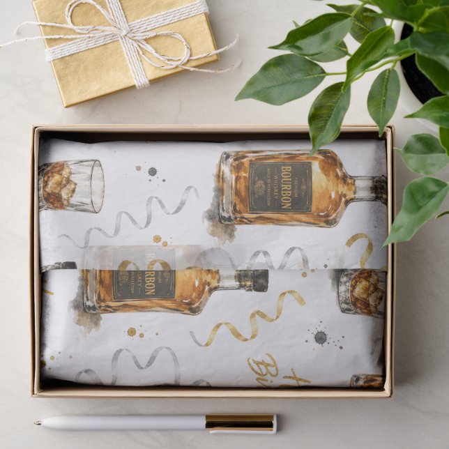 Papel De Seda Feliz Cumpleaños Patrón Bourbon  (Regalo )