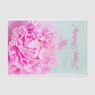 Papel De Seda Feliz Cumpleaños Peonía Rosa Pastel