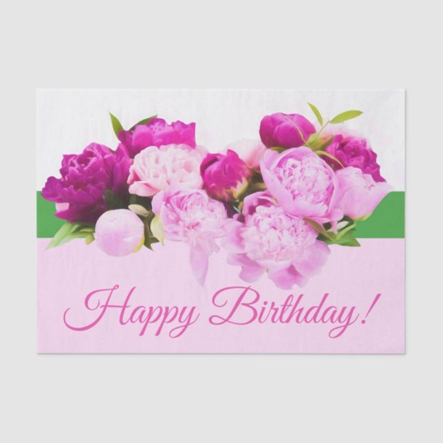 Papel De Seda Feliz Cumpleaños Peonías (Anverso)